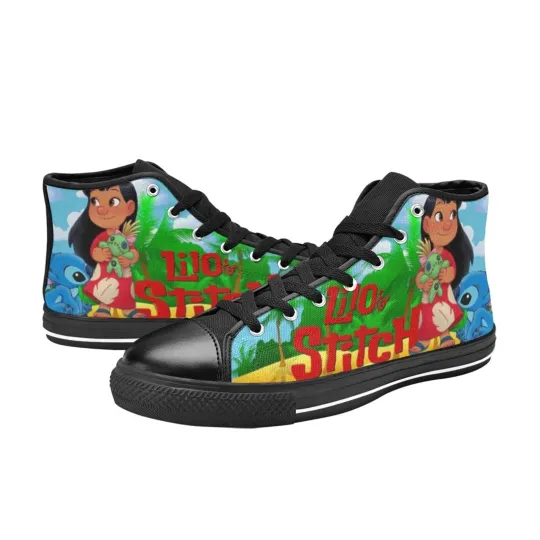 Discover Custom Lilo & Stitch Sneakers Men's High Top Canvas Shoes