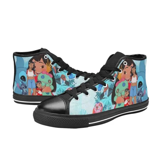 Discover Lilo And Stitch Ohana Sneakers Mens Custom High Top Canvas Shoes