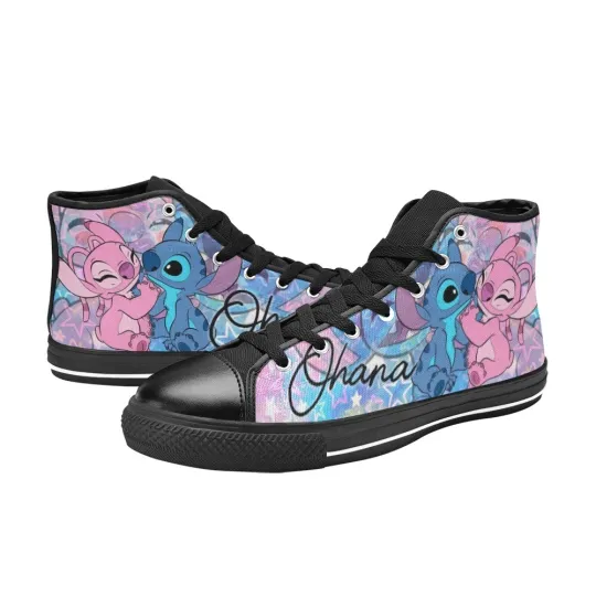 Discover Stitch And Angel Ohana Sneakers Mens Custom High Top Canvas Shoes
