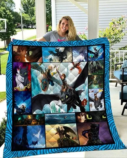 How to Train Your Dragon Fleece Blanket for Anniversary Gift