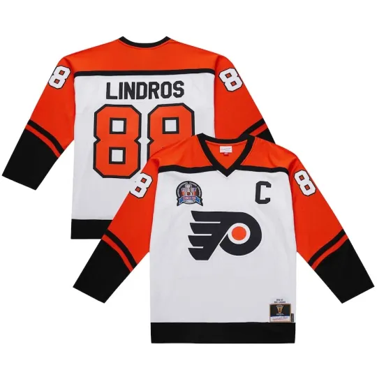 Discover Philadelphia Flyers Eric Lindros Mitchell & Ness White 1996/97 Power Play Jersey