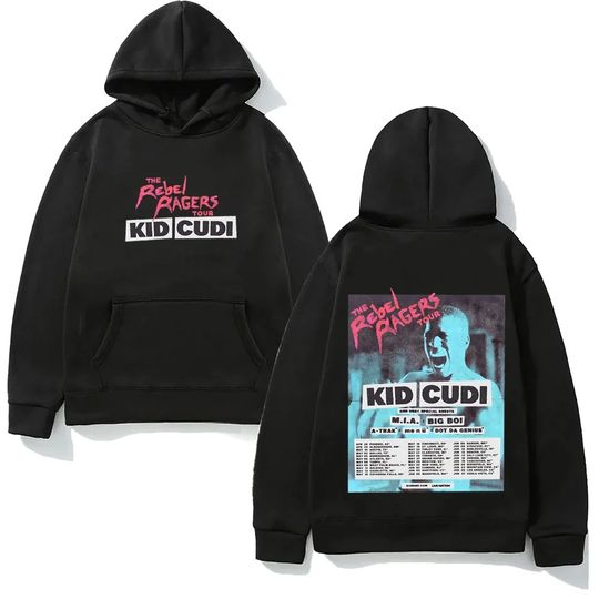 Discover 2026 Fashion Graphic Kid Cudi THE REBEL RAGERS TOUR Hoodie | Harajuku & Punk Style Fleece Pullover Women And Men Hoodies