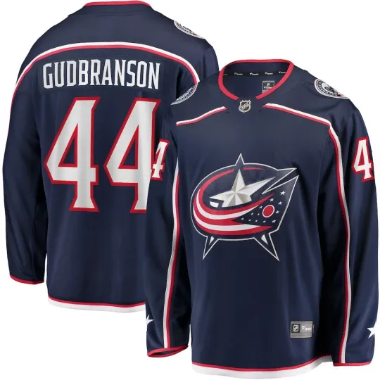 Discover Columbus Blue Jackets Erik Gudbranson Fanatics Navy Home Breakaway NHL Jersey