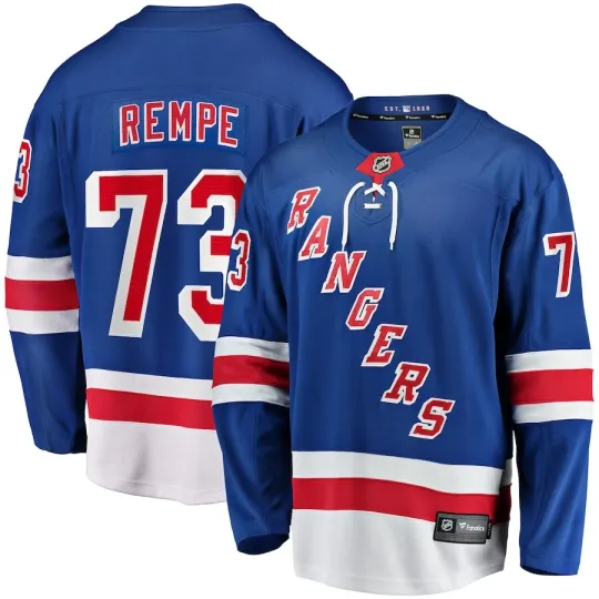 New York Rangers Matt Rempe #73 Fanatics Branded Blue Home Breakaway NHL Jersey