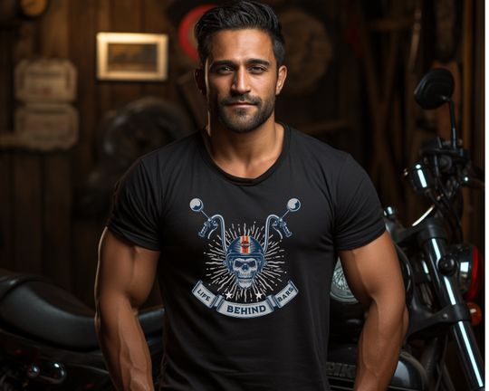 Discover Vintage-Inspired Motorcycle Rider T-Shirt: 'Life Behind Bars' Biker Tee