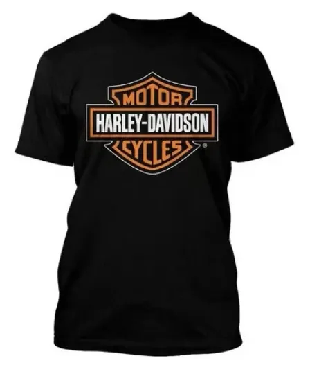 H davidson Men's Orange Bar & Shield T-Shirt