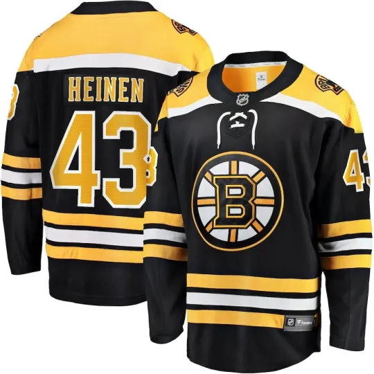 Boston Bruins Danton Heinen #43 Fanatics Branded Black Home Breakaway NHL Jersey