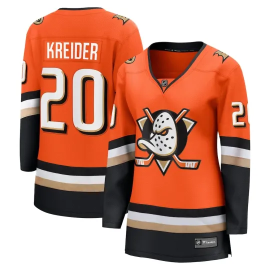 Discover Anaheim Ducks Chris Kreider #20 Fanatics Women's Orange Breakaway NHL Jersey