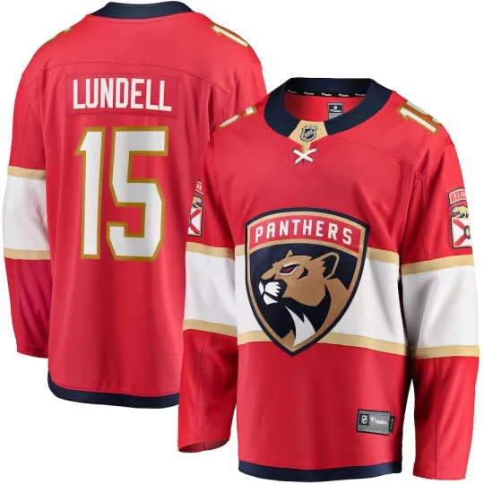 Florida Panthers Anton Lundell Fanatics Branded Red Home Breakaway NHL Jersey