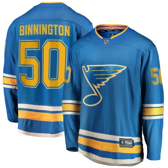 St Louis Blues Jordan Binnington #50 Fanatics Blue Breakaway NHL Player Jersey