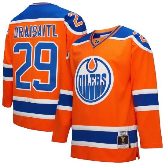 Discover Edmonton Oilers Leon Draisaitl Mitchell & Ness Orange 2016 NHL Heritage Jersey