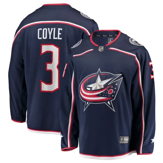Discover Columbus Blue Jackets Charlie Coyle #3 Fanatics Navy Home Breakaway NHL Jersey