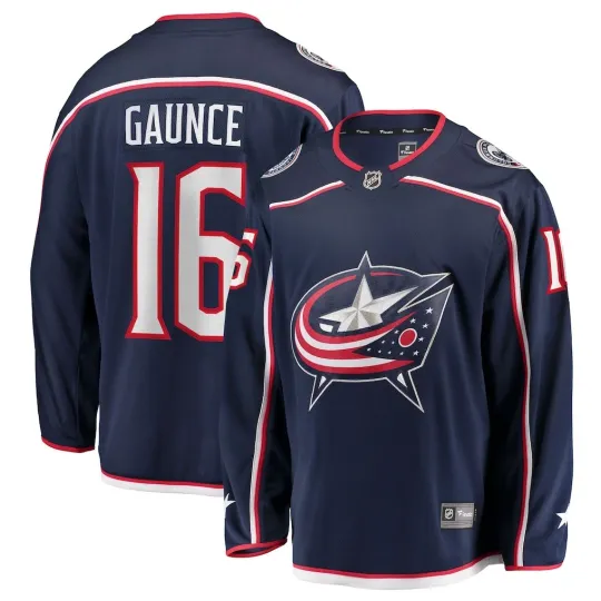Discover Columbus Blue Jackets Brendan Gaunce #16 Fanatics Navy Home Breakaway NHL Jersey