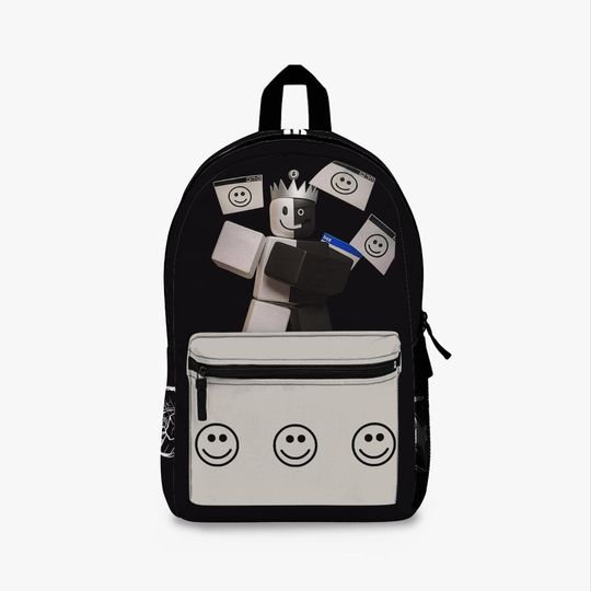 Cartoon Block Character Backpack, Smiley Face Kids School Bag