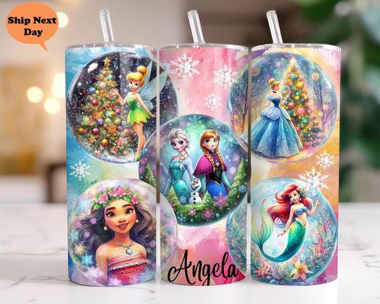 Discover Custom Disney Princess 20oz Tumbler with Lid and Straw