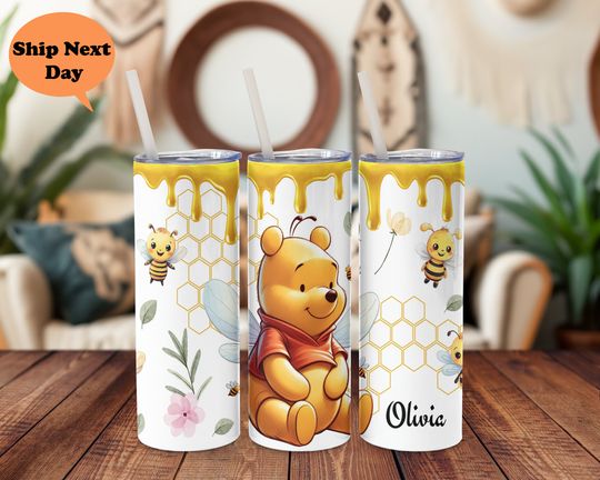 Discover Personalized Winnie The Pooh 20oz Tumbler with Lid and Straw