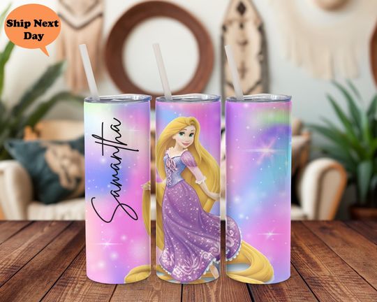 Discover Custom Disney Princess Rapunzel 20oz Tumbler with Lid and Straw