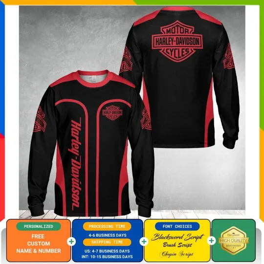 Discover Hot SALE!! Custom Name H davidson 3D Printed Unisex Longsleeve Men's Size S