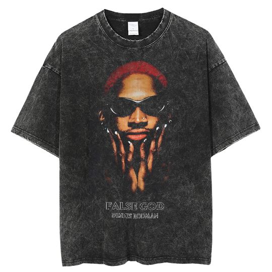 Discover Tideshec Vintage Dennis Rodman Portrait Summer Short Sleeve Crew Neck Graphic Fashion T-Shirts Hip Hop Streetwear Unisex Tee
