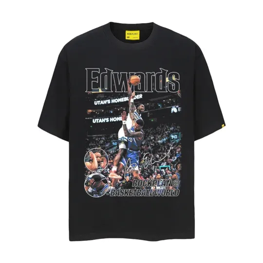 Discover Basketball Player "Edwards" Dunk Print Cotton T-shirt Men Women Graphics T-shirt Tops Oversize Short Sleeve O Neck High Quality