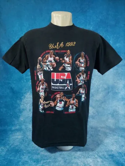 Discover Vintage 90 Nutmeg Printed T-Shirt Dream Team Basketball USA 1992SizeXL