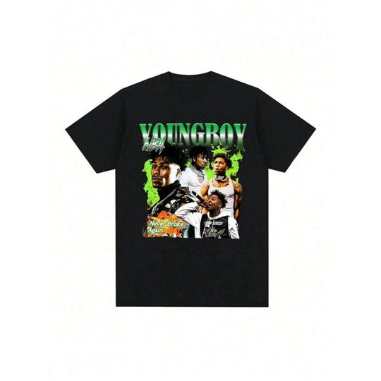 Discover Vintage Style Pure Cotton 230g European Size YoungBoy Never Broke Again T-Shirt High Quality Short Sleeve round Neck Print Ca...
