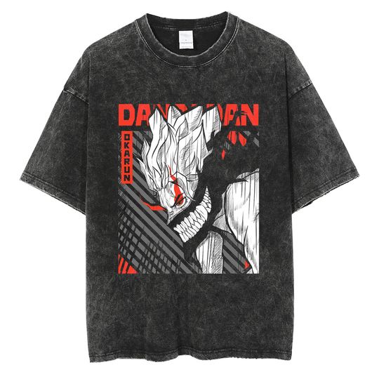 Discover Men Anime Graphic Print T Shirts Washed Vintage Oversized T-shirt Harajuku Streetwear Cotton Loose Short Sleeve Tshirt Tees Tops
