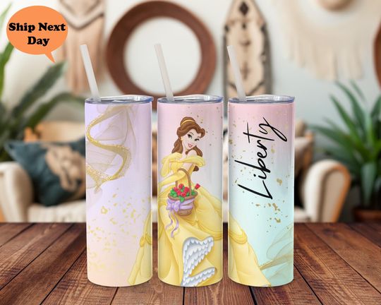 Discover Belle Princess Disney 20oz Tumbler with Lid and Straw