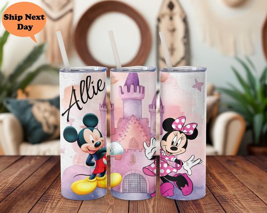 Discover Disney Mickey Minnie Castle 20oz Tumbler with Lid and Straw