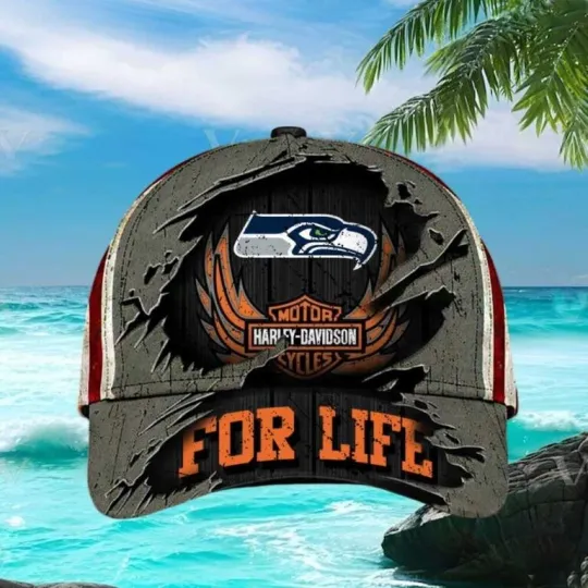 Discover Seahawkss x Harrley “For Life” Ripped Metal Cap