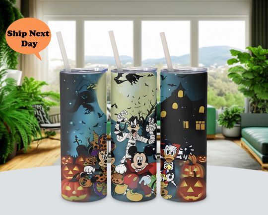 Discover Halloween Mickey and Friends 20oz Tumbler with Lid and Straw