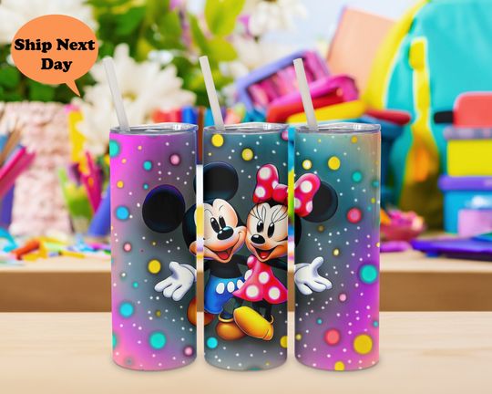 Discover Disney Mickey and Minnie Couple 20oz Tumbler with Lid and Straw