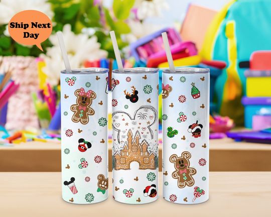 Discover Disney Christmas Gingerbread Castle Minnie 20oz Tumbler with Lid and Straw