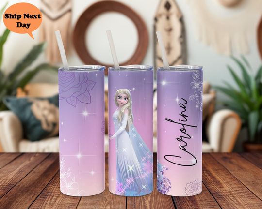 Discover Princess Elsa Disney 20oz Tumbler with Lid and Straw, Birthday Gift
