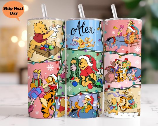 Discover Winnie the Pooh Christmas 20oz Tumbler with Lid and Straw