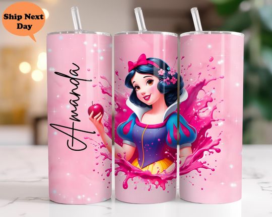 Snow White Princess 20oz Tumbler with Lid and Straw