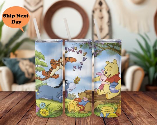 Discover Disney Pooh Bear 20oz Tumbler with Lid and Straw