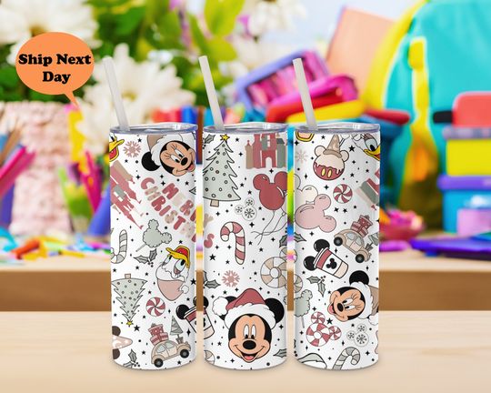 Discover Disney Minnie & Mickey Christmas 20oz Tumbler with Lid and Straw