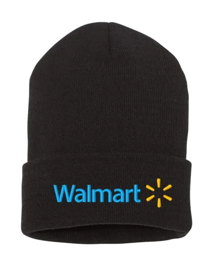 Walmart Logo Black Knit Beanie Winter Cap for Adults