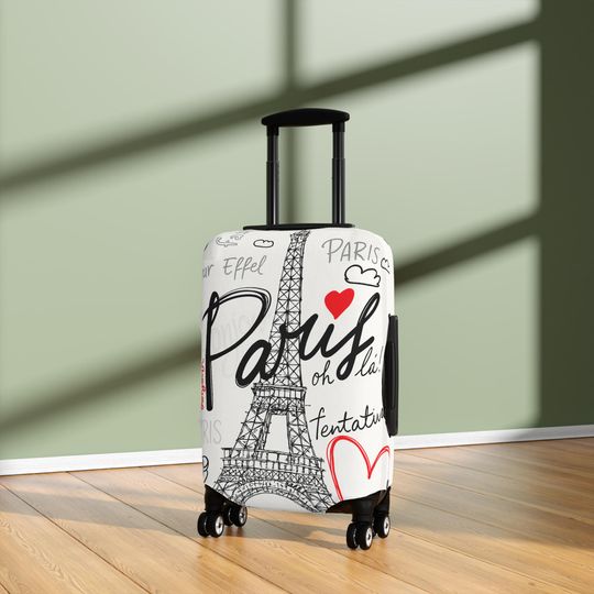 Discover Paris Eiffel Tower Luggage Cover, Travel Suitcase Protector