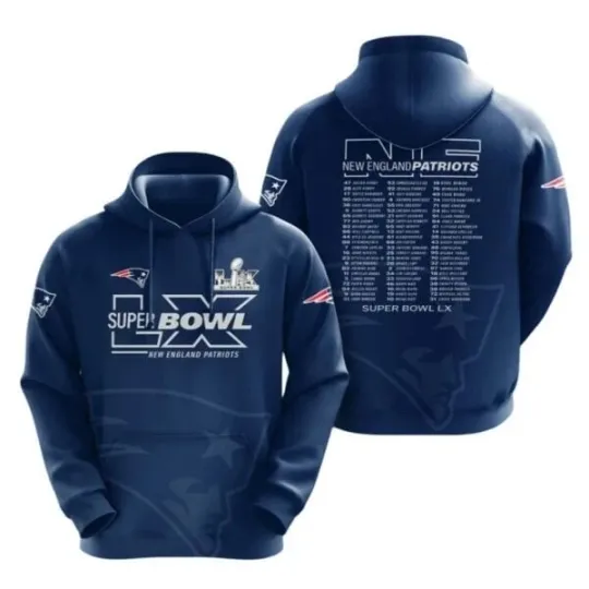 Discover 2026 Patriotss SB LX Champions Hoodie