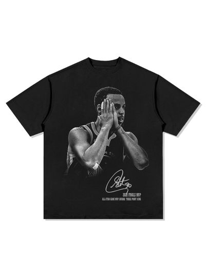 Discover American Hip Hop Curry Signature Action Night American Retro Print Short Men Women Retro Fashion Short Sleeve Tops Casual Tee