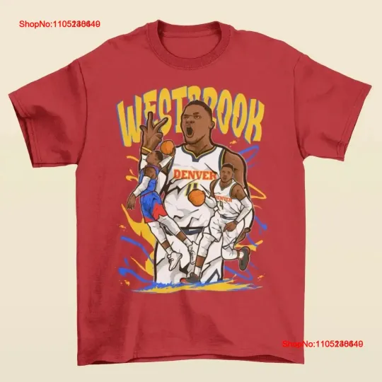 Discover Russell Westbrook Cartoon Style Denver Basketball T Shirt vintage Washed Versatile streetwear fashion Soft Breathable Stretched