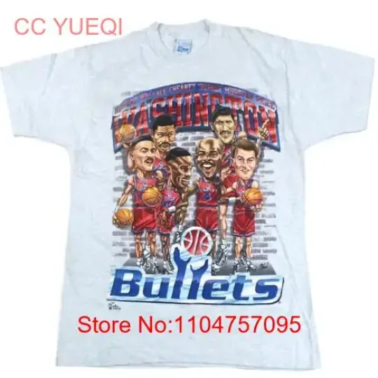 Discover Washington Bullets basketball Caricature short sleeve shirt vintage Washed Breathable streetwear Unisex Stretched Casual