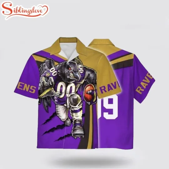 Discover Baltimore Football Team Ravenss Football Mascot Hawaiian Shirt