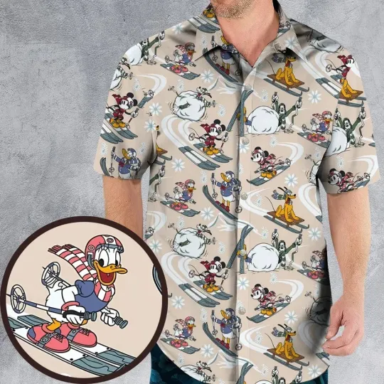 Discover Winter Cartoon Sports Hawaiian Shirt, Unisex Adults, Full Size S-5XL