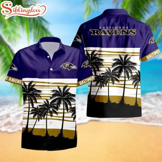 Discover Baltimore Football Team Ravenss Palm Tree Hawaiian Shirt For Fans