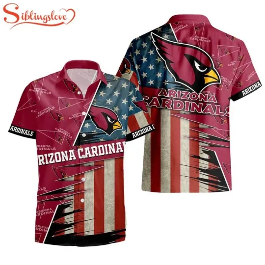 Discover Arizonna Football Team Cardinalss American Flag Hawaiian Shirt