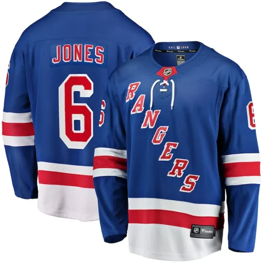New York Rangers Zac Jones #6 Fanatics Branded Blue Breakaway NHL Jersey