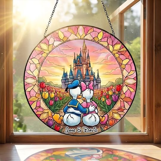 Personalized Donald and Daisy Acrylic Suncatcher Disney Duck Couple Window Decor Gift for Anniversary